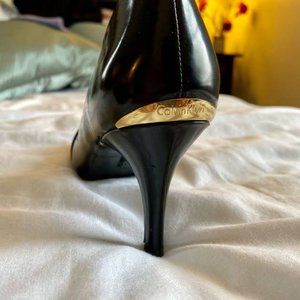 Calvin Klein Open Toe Pumps with Gold Detail 9